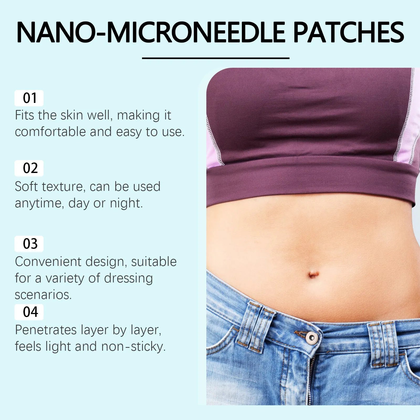 Pack of four slimming microneedle adhesive patches for body skin firming