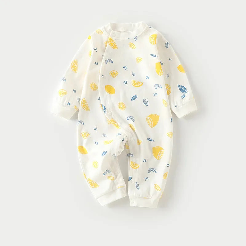 Autumn thin baby pajamas cotton long climb onesie in cartoon dragon print for newborns