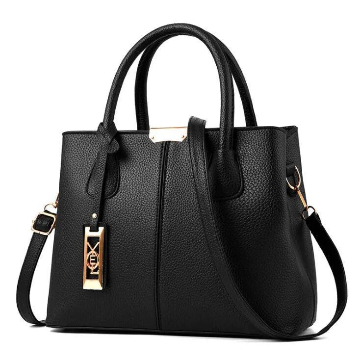 Soft PU leather large capacity shoulder handbag for women shown in a choice of colours.