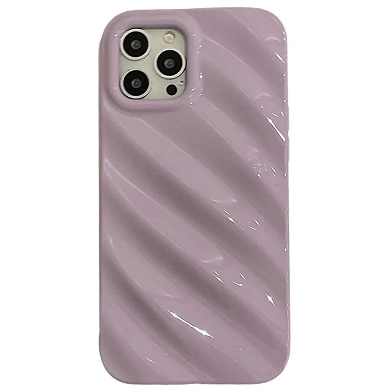 Nordic style pleated silicone iPhone case with laser detailing in silver colour.