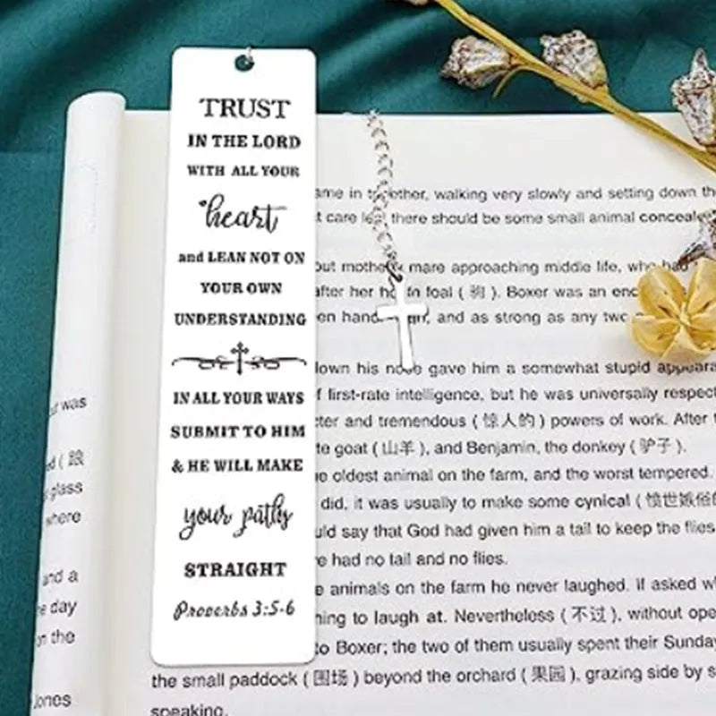 Stainless steel Bible verse bookmark with European style design in CFS5170 steel colour