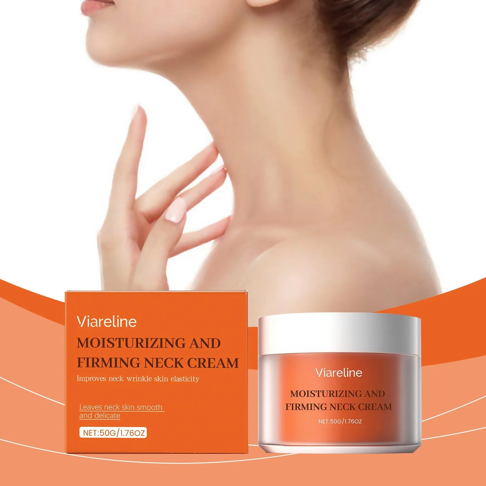 50g Daily Neck Contour Skin Moisturising Care Cream jar with compact 6.3cm packaging