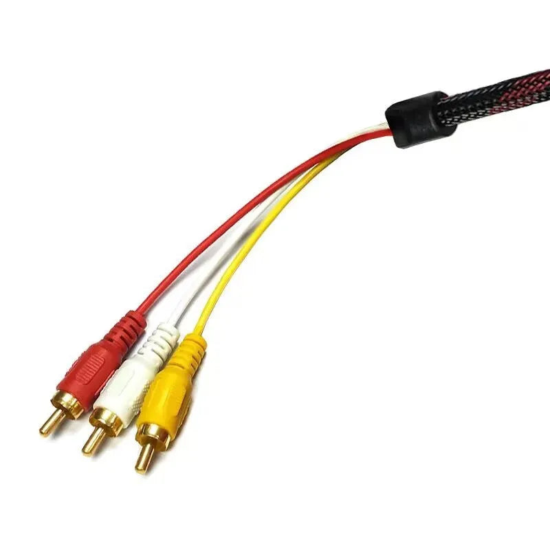 Black HDMI to AV15 M adapter cable with gold-plated connectors, length 1.5 metres