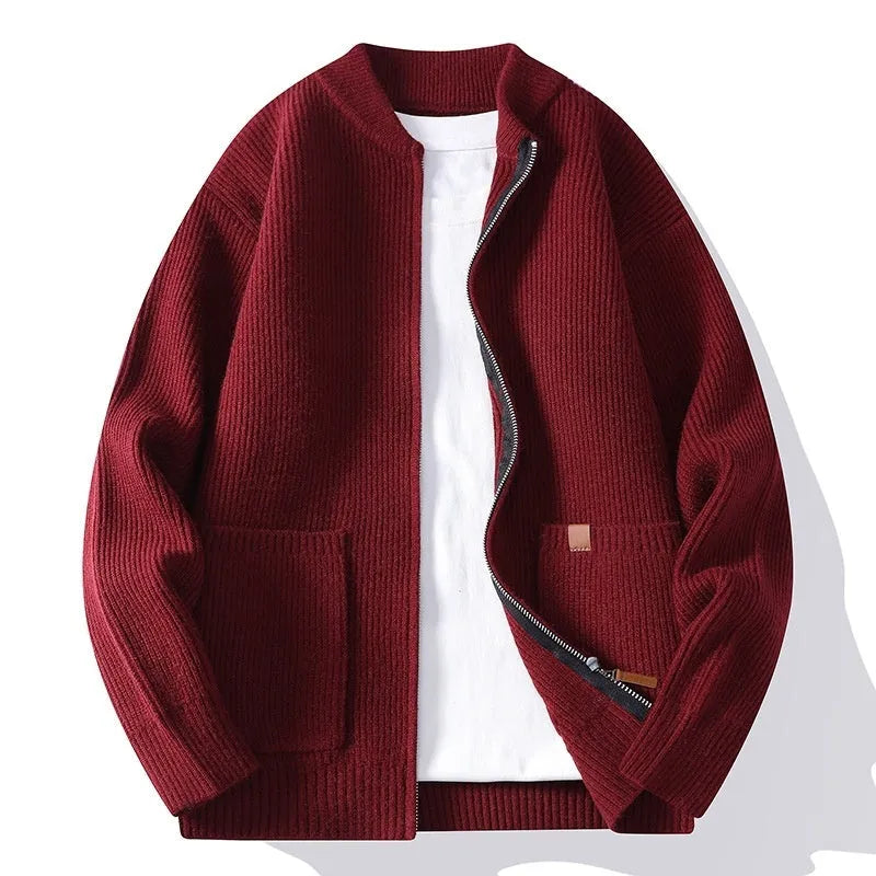 Men's striped cardigan jacket in straight fit, available in five colours and sizes M to 4XL