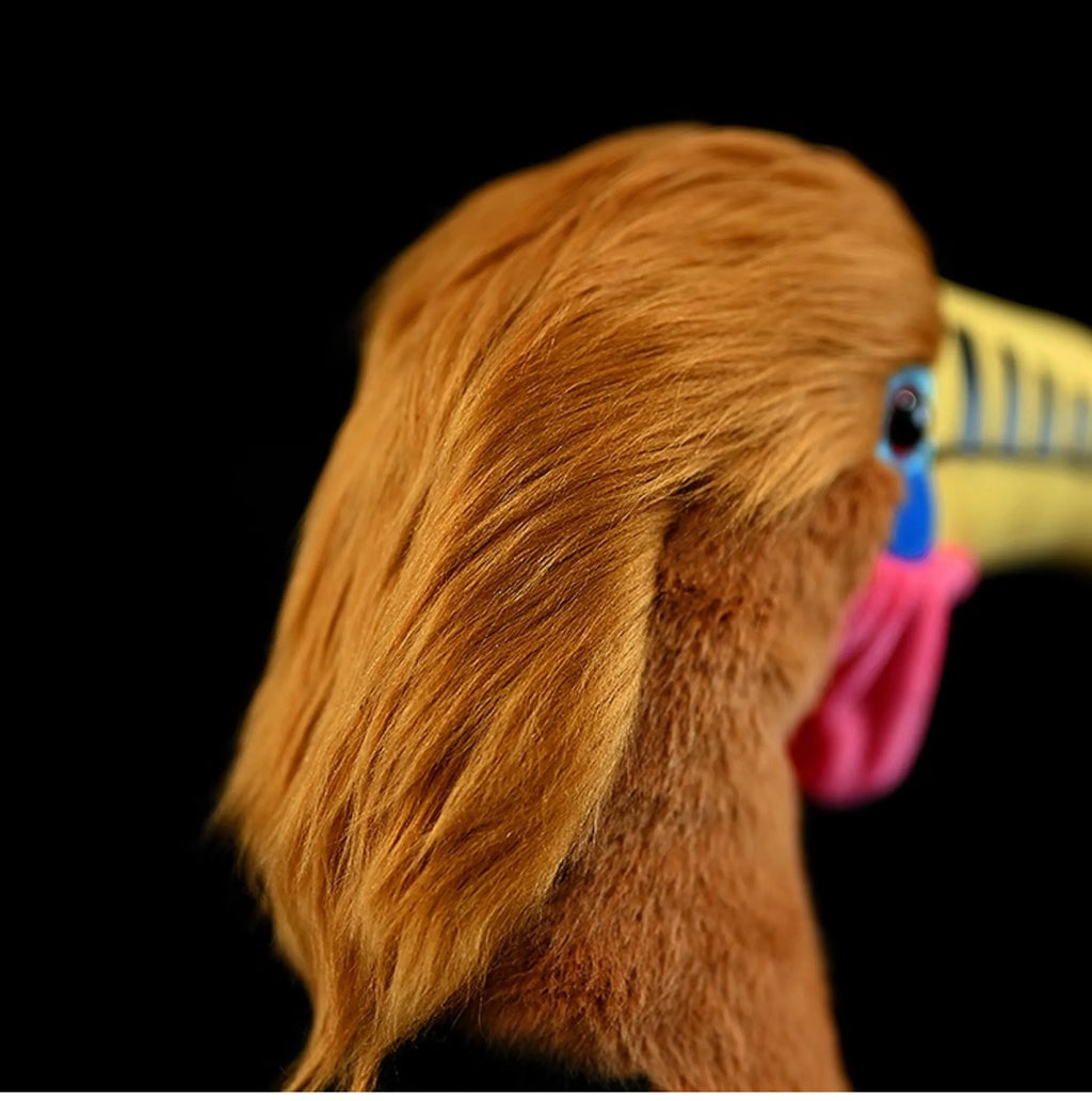 Brown necked hornbill plush toy, 30 cm tall, with plush outer material and PP cotton filling