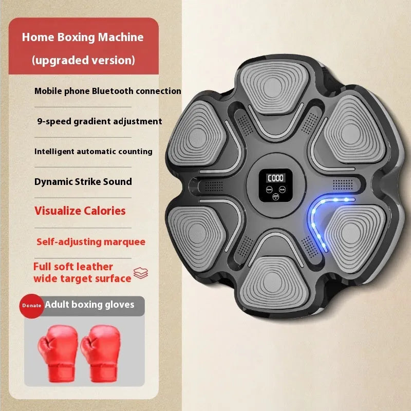 Smart music boxing machine wall target with electronic display showing strike accuracy