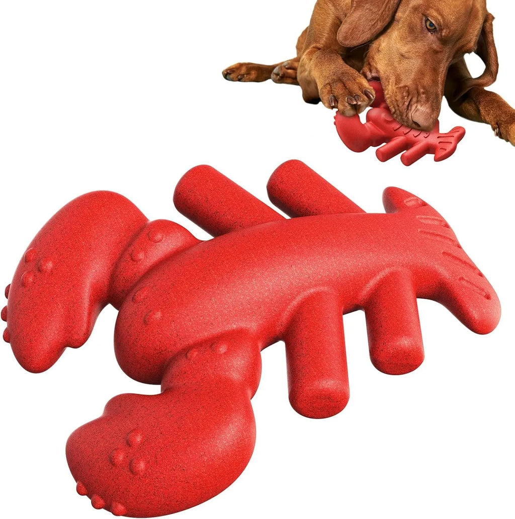 Red dog chew toy for aggressive chewers, 170mm long, 320g weight, durable hard material