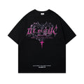 Retro design printed cotton t-shirt in loose fit with short sleeves and round neck