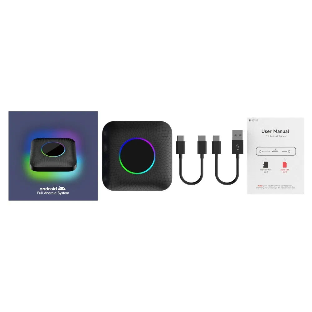Tbox-Led Wireless CarPlay Adapter box with Android 13 system for cars