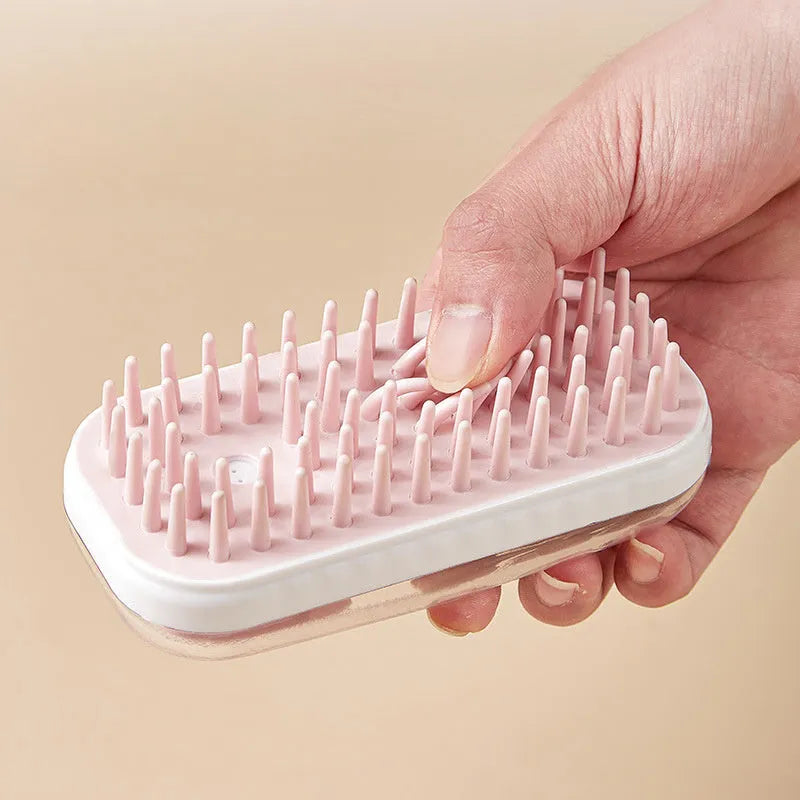 Silicone pet bath brush for dogs and cats in grey or pink colour options
