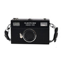 Soft PU leather mini crossbody camera bag in a horizontal square shape.