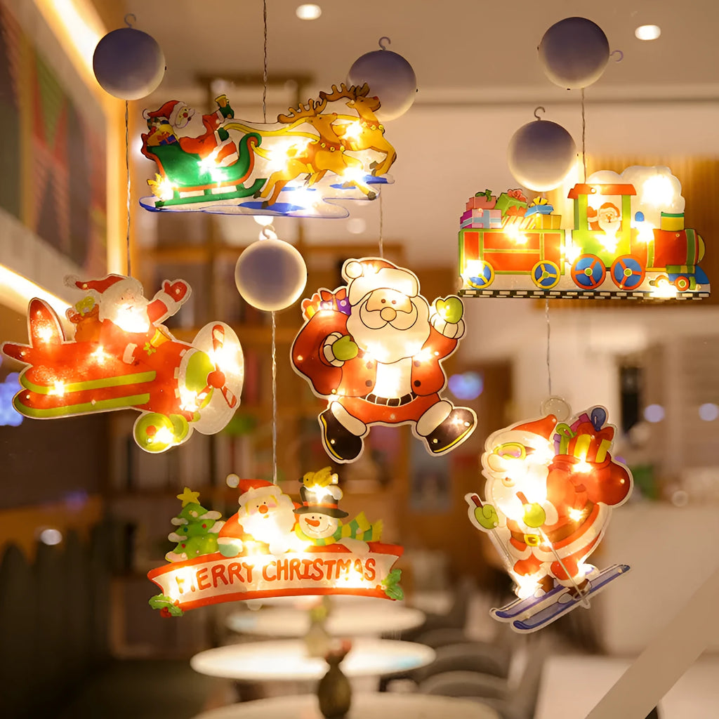 Christmas LED modelling light 250x140mm PVC with eight festive designs including snowman and reindeer