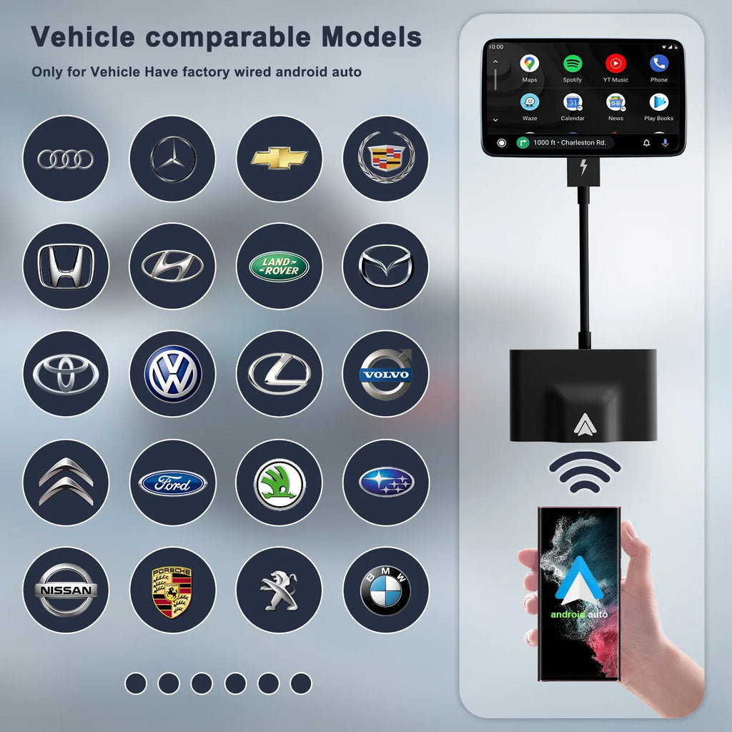 Car wired to wireless Android system adaptor with multiple colour options for original CARPLAY vehicle models