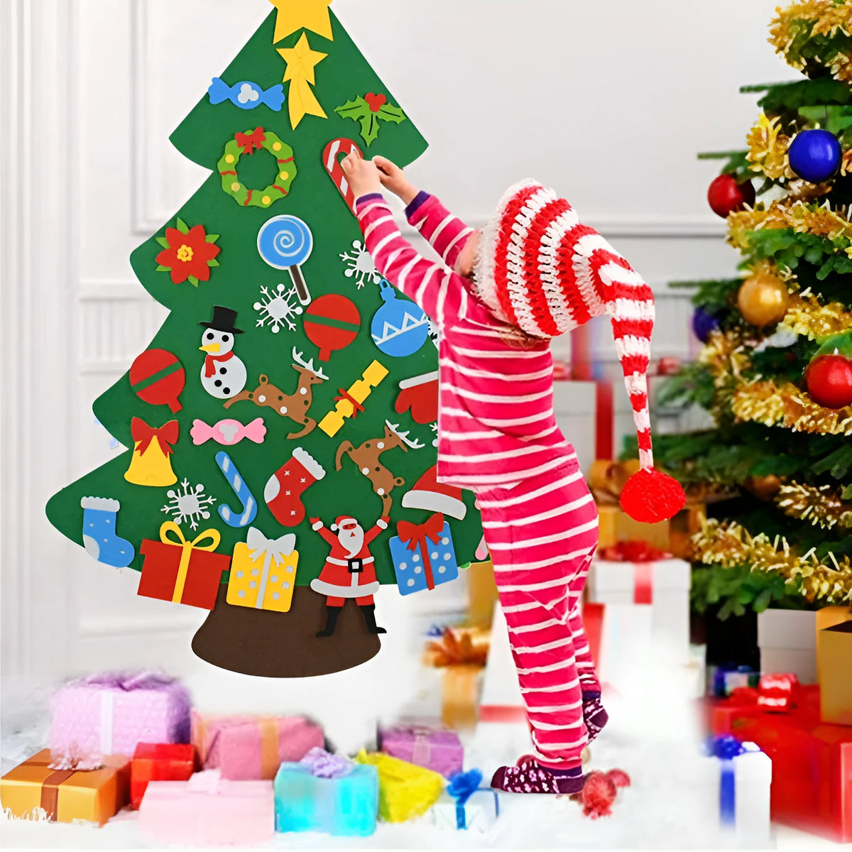 DIY felt Christmas tree ornaments for kids, 110cm felt fabric, sections A to I