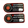 Tesla Sentry Mode electrostatic warning sticker measuring 11 by 5 centimetres