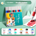 True Colour acrylic marker pens with chisel tips in multicoloured plastic casings, arranged by colour set size