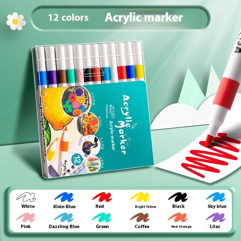 True Colour acrylic marker pens with chisel tips in multicoloured plastic casings, arranged by colour set size