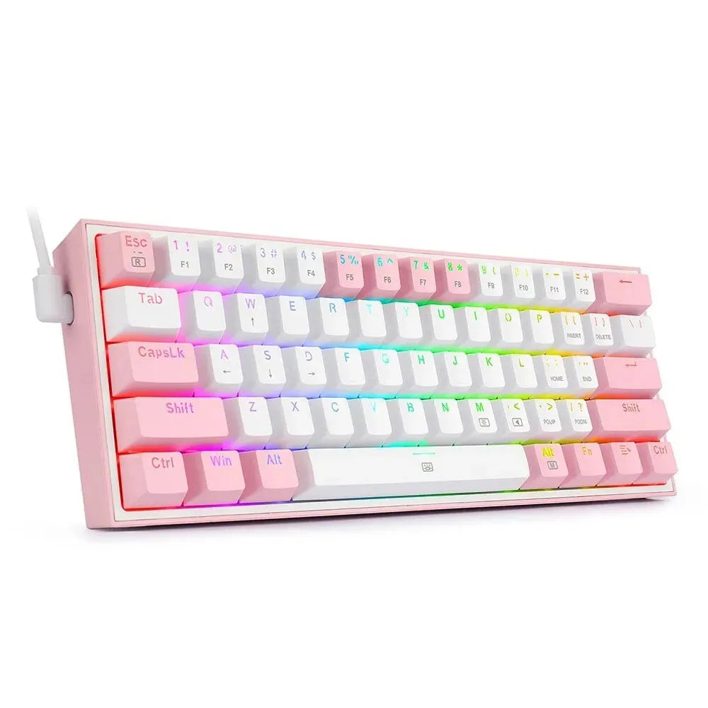 K617 RGB mechanical keyboard with backlit keys and multimedia controls in white pink colour