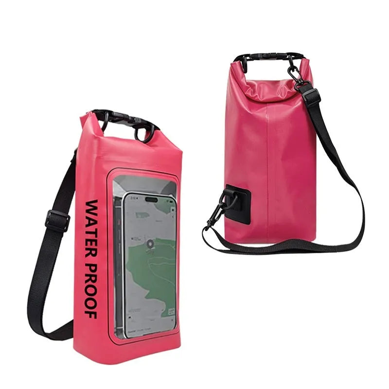 2 litre waterproof crossbody bag in PVC mesh for mobile phones at the beach or pool.