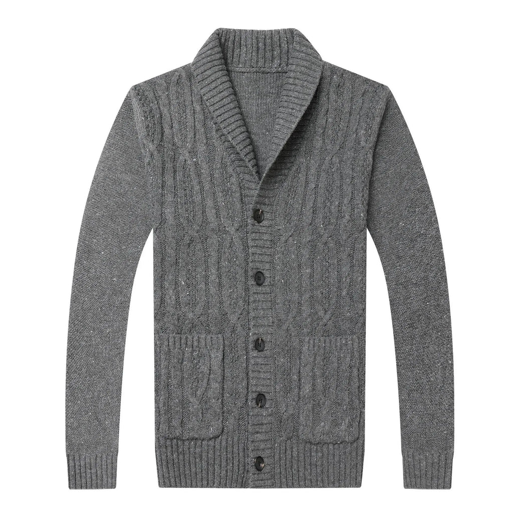 Men's Korean style jacquard knitted jacket straight cut cardigan thickening fabric autumn winter wear