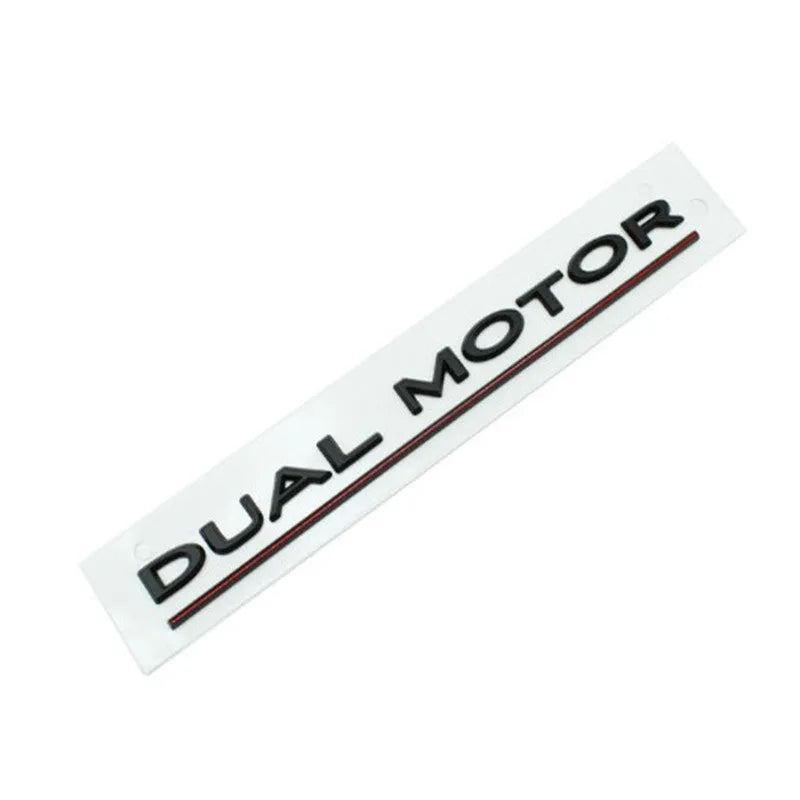 Model 3 car sticker showing 19cm by 3cm ABS plastic construction with double motor bumper design