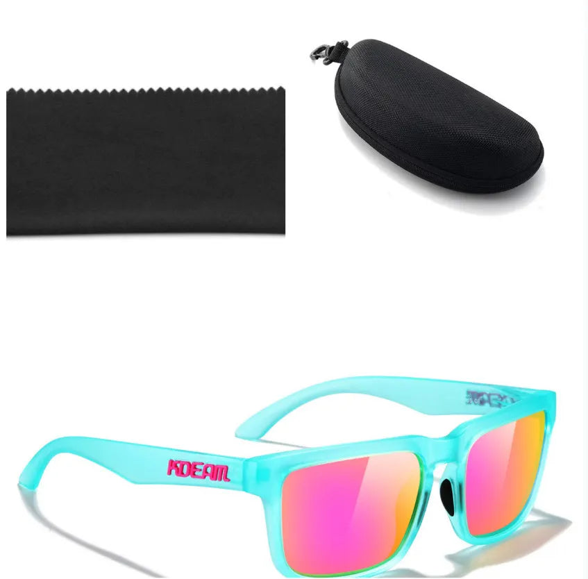 Square frame polarised sunglasses with TAC lenses available in multiple colours