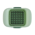 Green manual vegetable chopper with stainless steel blades for slicing onions, potatoes and cucumbers