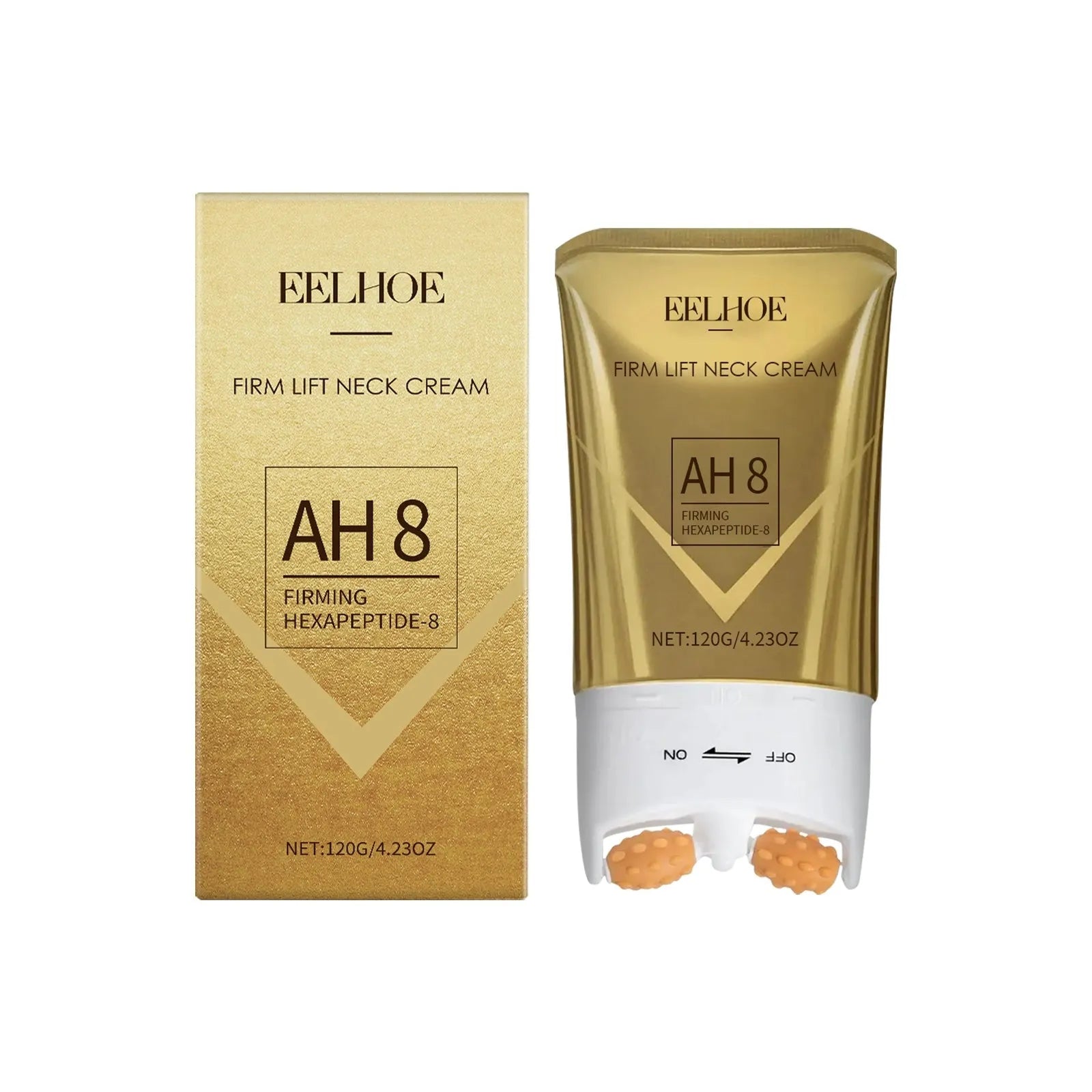 Firm Lift Neck Cream jar with 120g formula containing acetyl hexapeptide-8 and ceramide NP for neck skincare