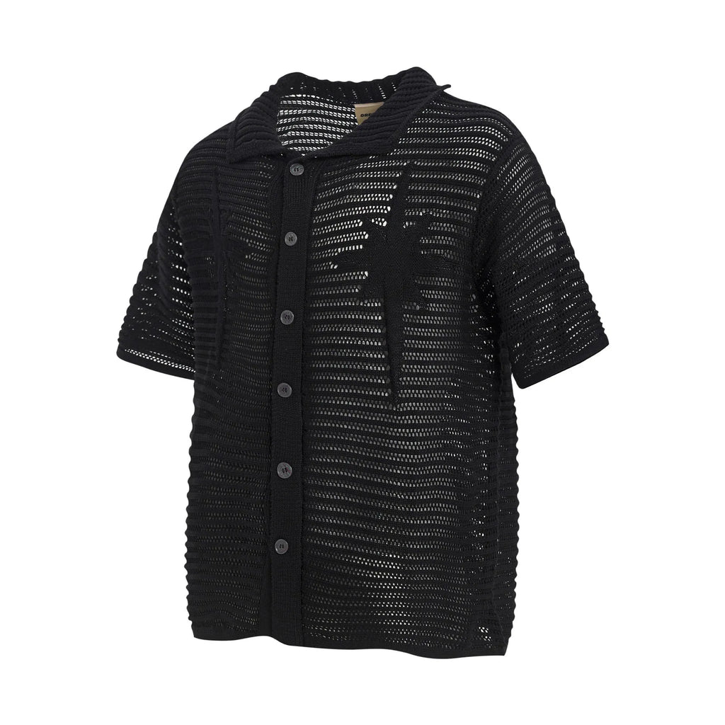 American retro loose cotton short sleeve shirt in apricot and black colours for youth casual wear