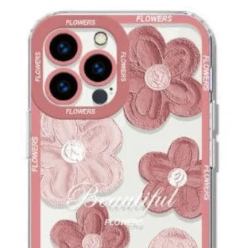 Transparent silicone phone case with oil painting flowers design and all-inclusive fall protection for Apple iPhone models