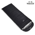 Black outdoor sleeping bag with envelope structure, white goose down filler, and 320t tear-resistant nylon fabric