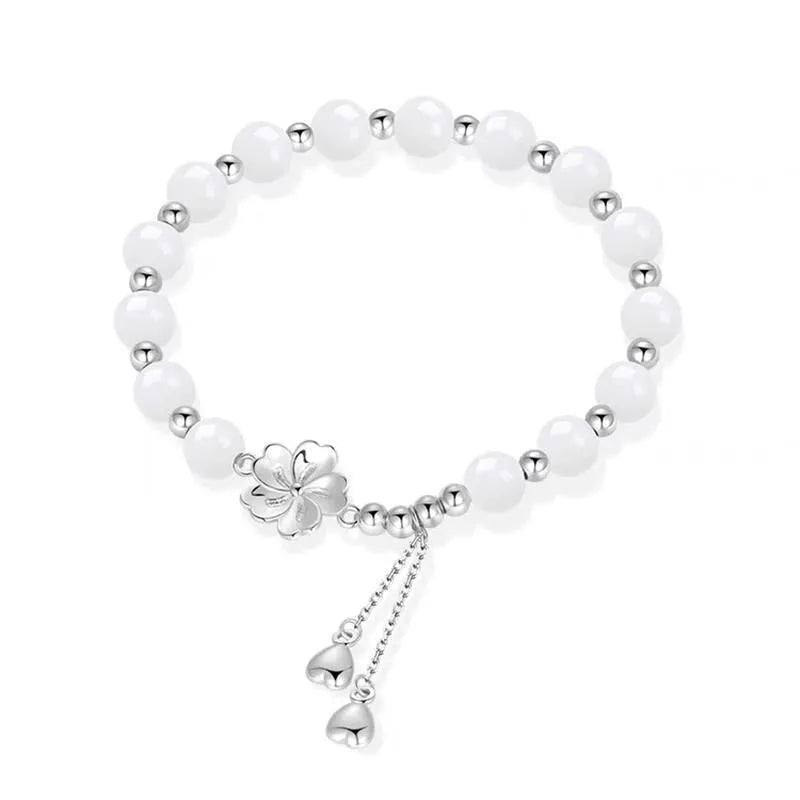New Chinese style resin couple's bracelet with floral beads including camellia, lotus and peach blossom designs