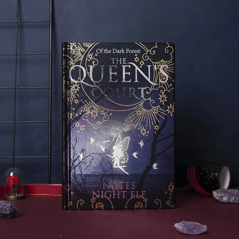 Blue and purple A5 hardcover notebook with luminous cover showing 128 sheets of full-colour illustrated paper