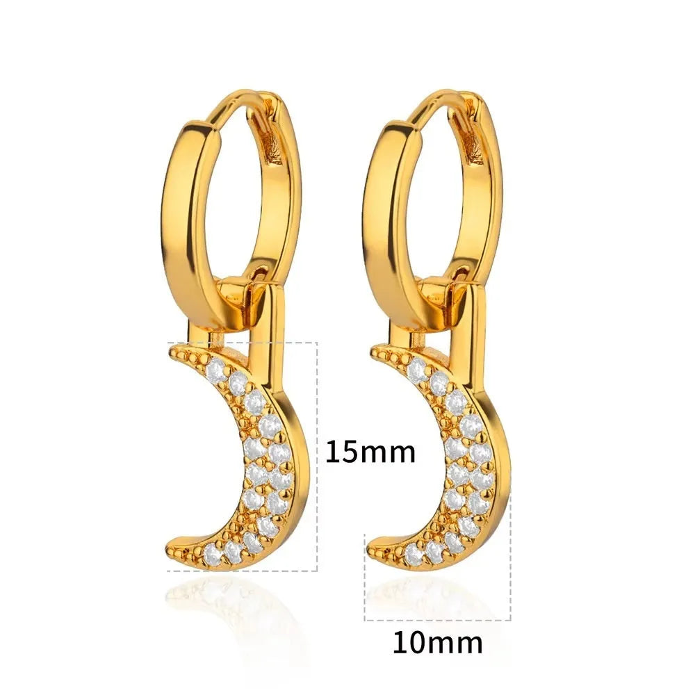 Women's irregular geometric butterfly earrings in copper with diamond treatment, showing heart-shaped and star design elements