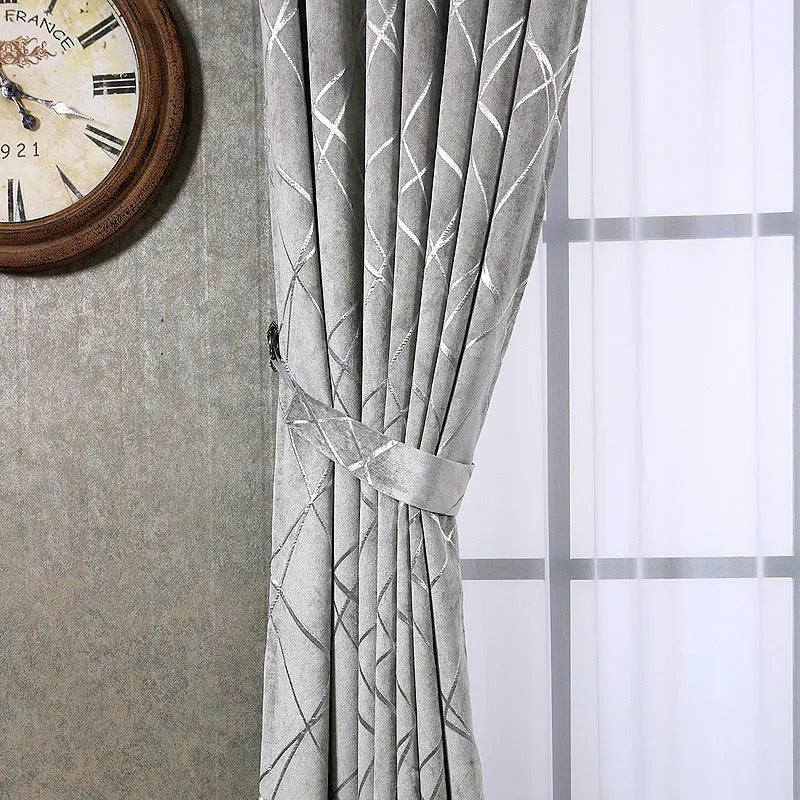 Chenille blackout curtains in modern minimalist style with jacquard weave texture