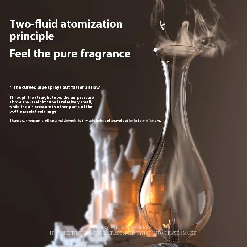 White medieval castle cold fragrance aromatherapy machine with ambient lighting, 188mm tall with USB-C charging port