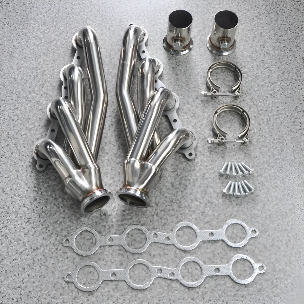 Polished silver 304 stainless steel exhaust manifold for Chevrolet LS engines