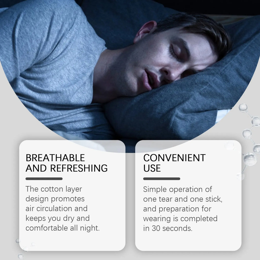 Pack of 30 anti-snoring adhesive nose patches on a white background