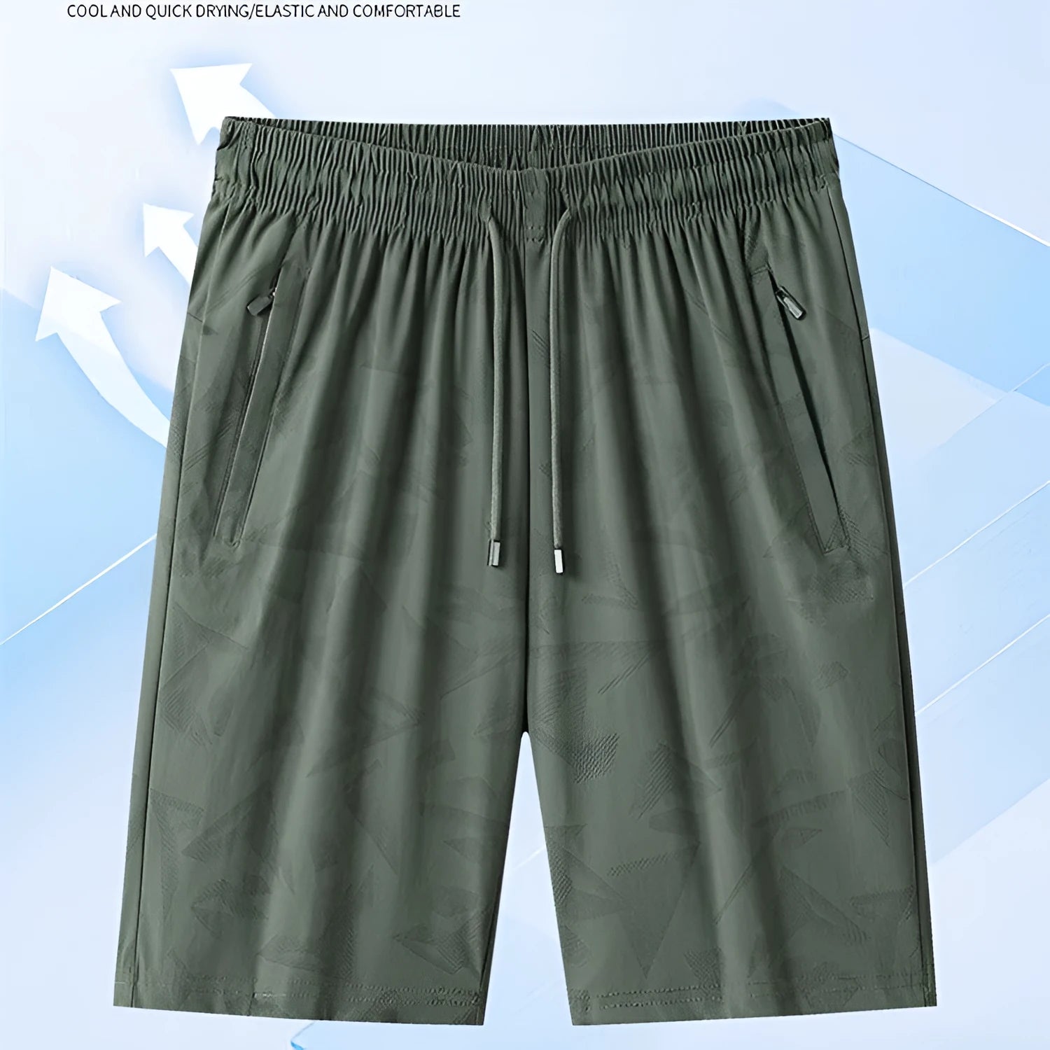Thin nylon summer exercise shorts in camouflage pattern with knee-length cut for men and women