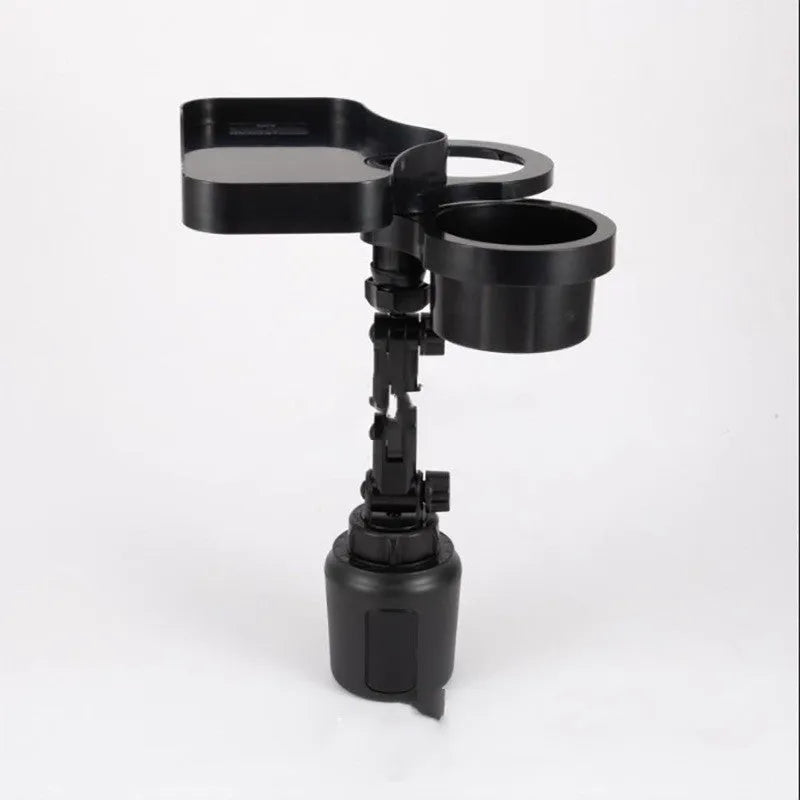 Black car cup holder with wireless charging option, ABS and polyurethane, dashboard mount