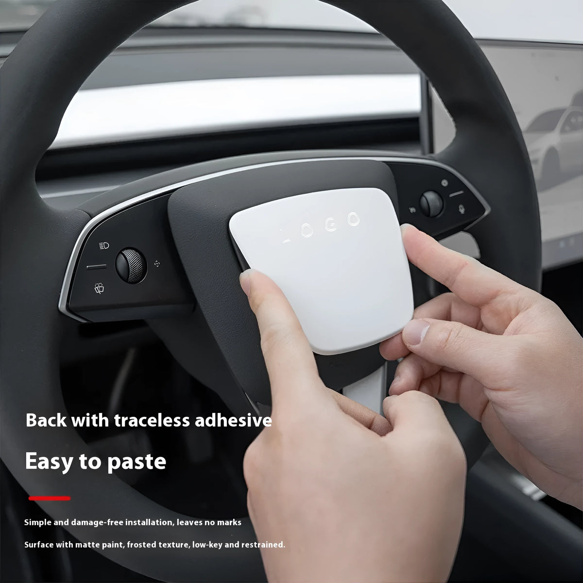 White plastic steering wheel protective patch for car interior renewal and scratch protection
