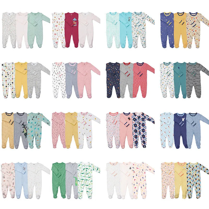 Baby cotton three-piece suit with long sleeves, Harajuku style, available in 14 colours and sizes 0-12 months