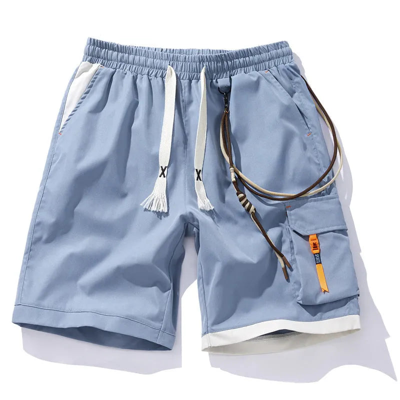 Men's plus size bamboo shorts in straight leg style with high elasticity waistband, available in coffee, black, blue, white colours