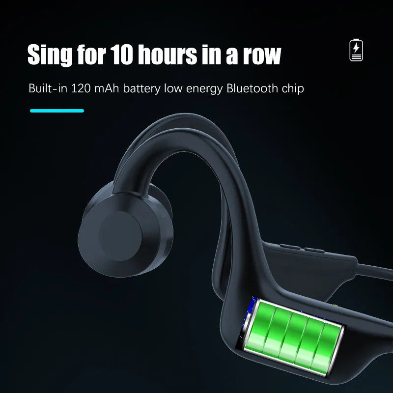 Black VG02 wireless Bluetooth sports headset with hanging ear design for secure fit during exercise