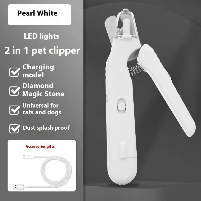 2-in-1 pet nail clipper with LED light, stainless steel blades, 180 x 41 x 22 mm, for dogs and cats