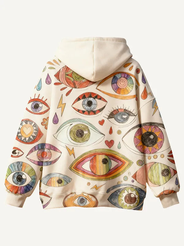 Apricot printed polyester sweater with round neck and long sleeves, sizes XS to 3XL