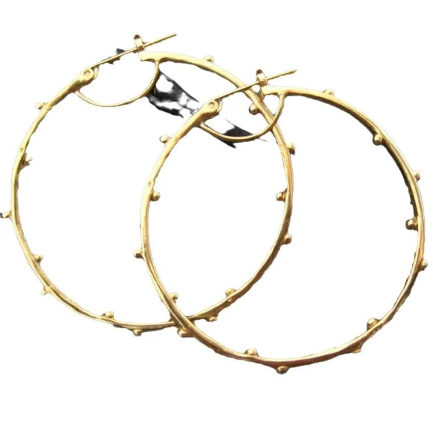Gold plated alloy ear clip earrings with large ear shape, copper ring and petal geometry for women