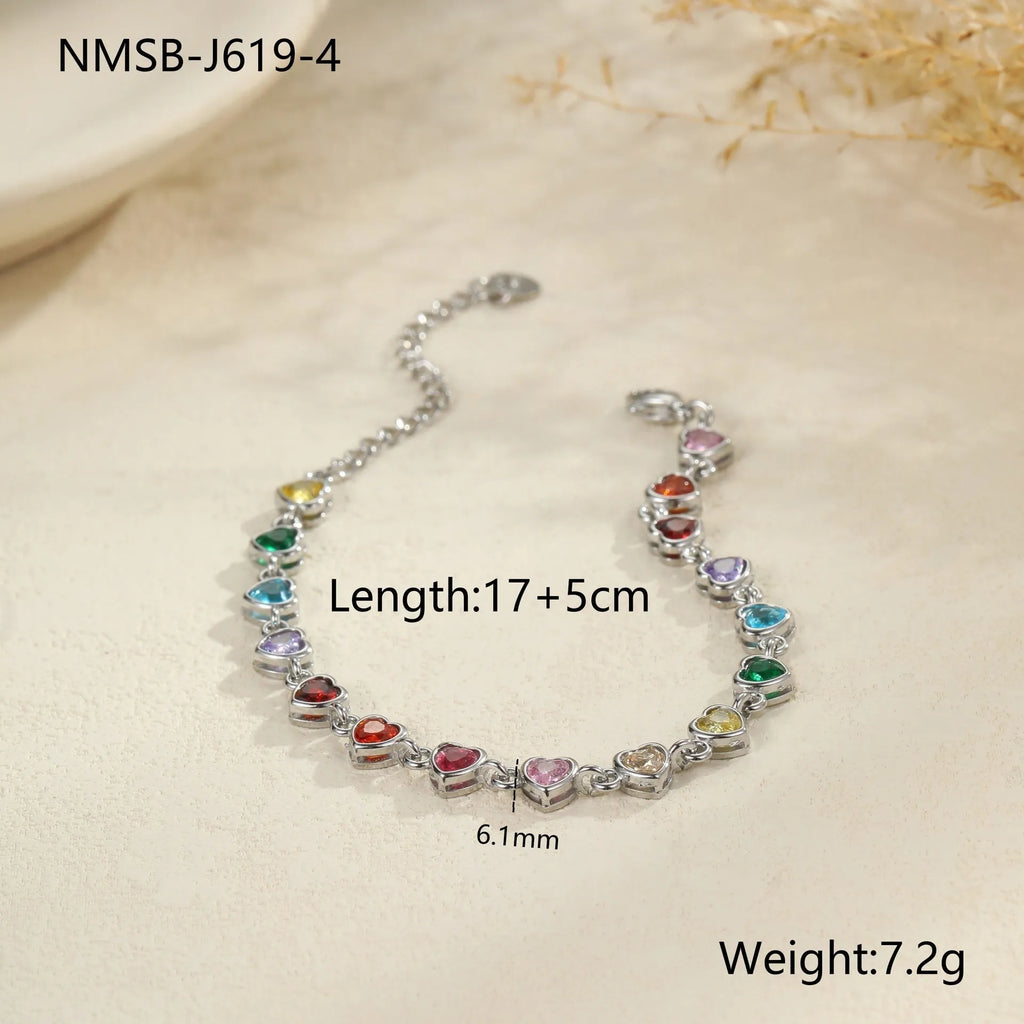 Women's stainless steel bracelet with a geometric heart, circle, or square charm in gold or silver plating