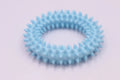9.5cm TPR spiky circle ring dog chew toy in blue with dental cleaning nubs