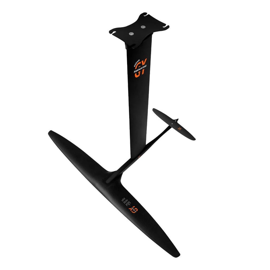 Black carbon fibre hydrofoil with 1051mm front wing for surfing